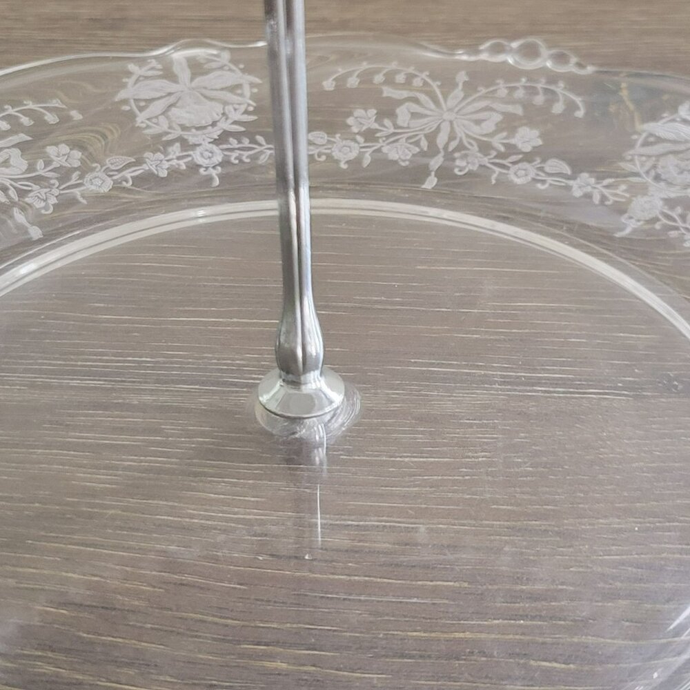 Mismatched Vintage 2-Tiered Glass Dessert Stand Fenton Silver Crest & Heisey - Picture 16 of 16